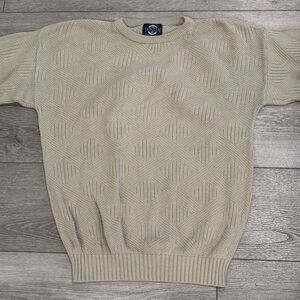 Jantzen Beige Cable Knit Grandpa Sweater Mens Large Vintage